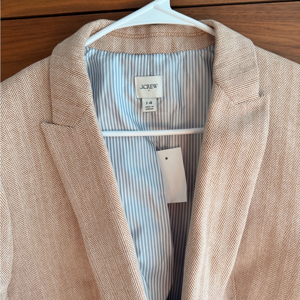 J. Crew Factory Petite cotton herringbone one-button blazer Size 14 - Picture 4 of 6